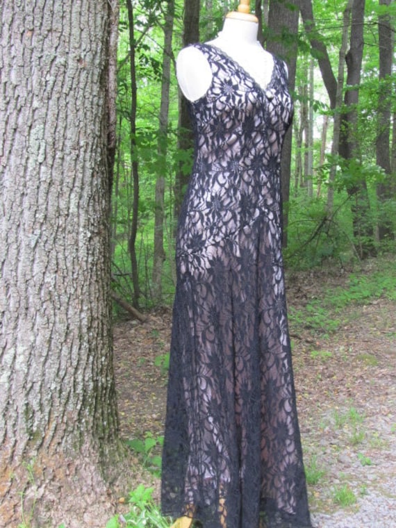 SALE - Adrian Papell Black Lace Dress - image 2