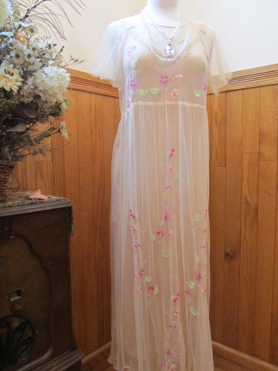 Sale - Sale Mesh Embroidered Gown April Cornell