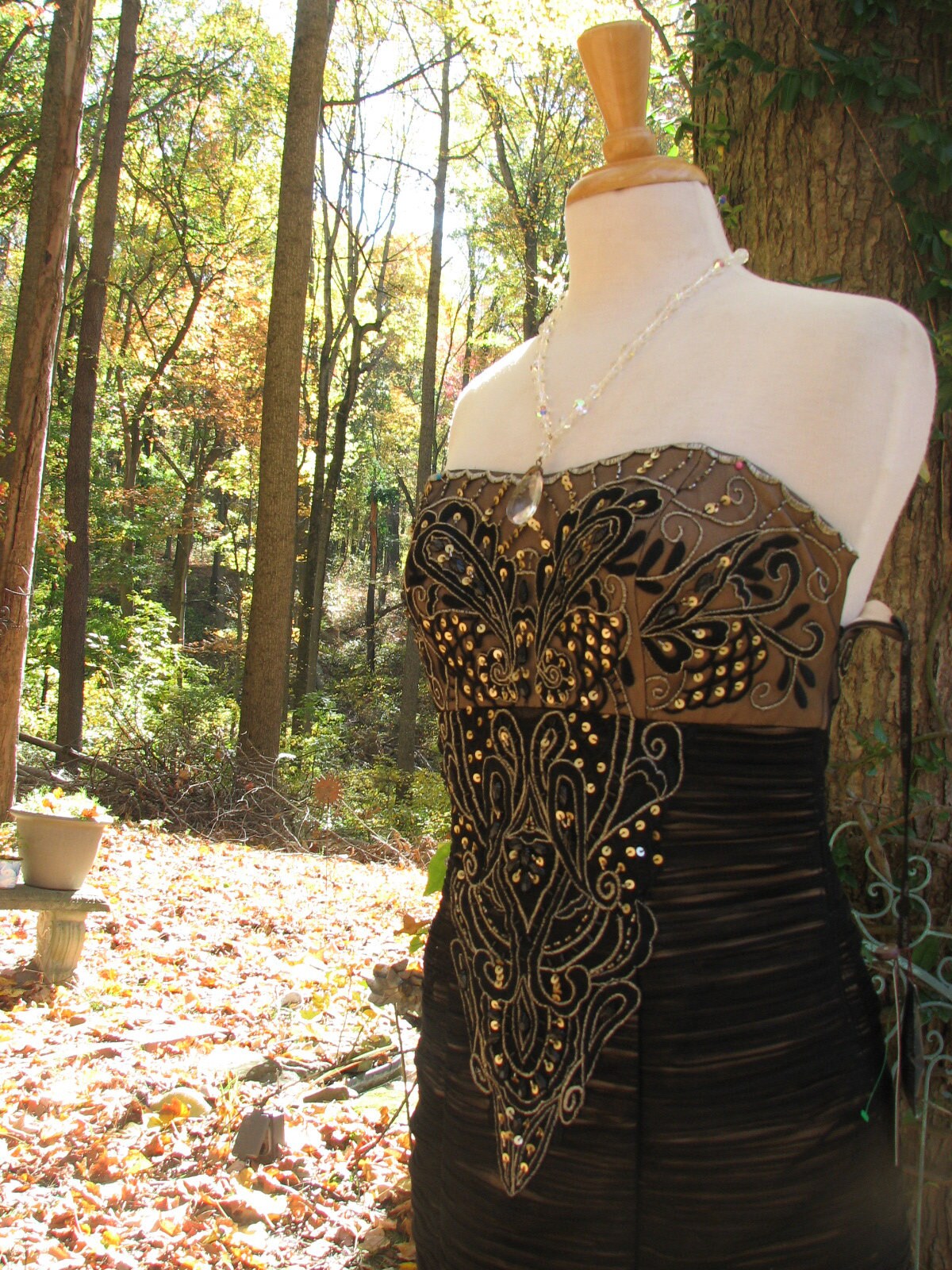 Vintage Sue Wong Black and Gold Strapless Dress - Etsy