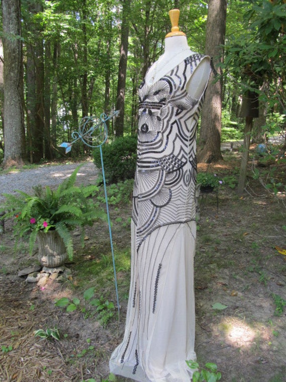 SALE -Vintage Style Beaded Flapper Gown/Dress - image 9
