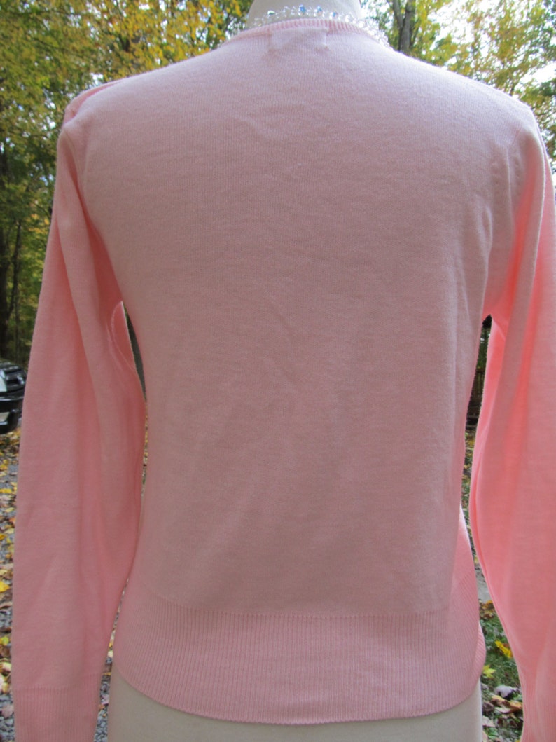 Sale Sale Vintage 1950's Pink Orlon Sweater Trimmed with Butterflies image 4