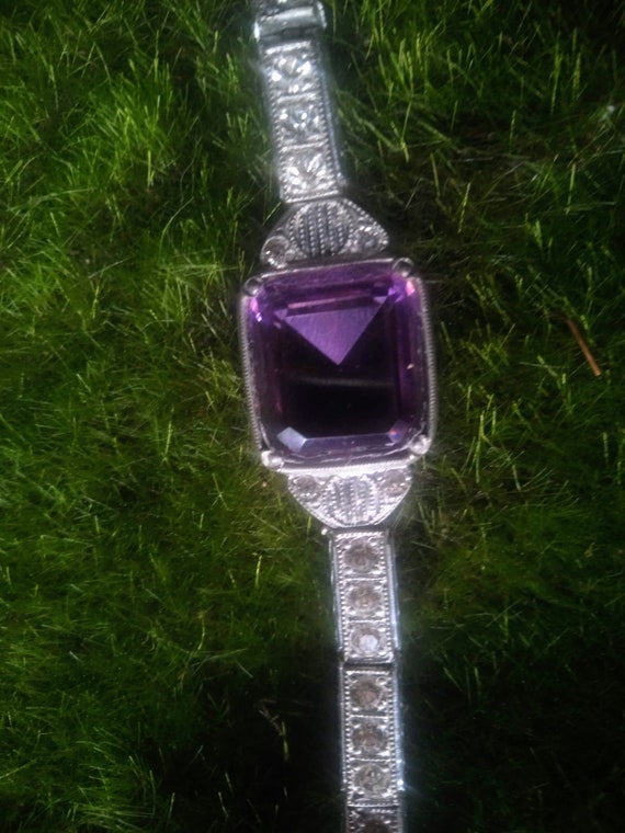 Art Deco Rare Purple Stone Jewelry Set - image 7