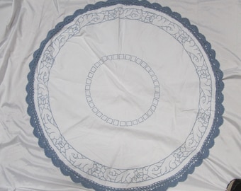 Antique Embroidered RoundTable Cloth