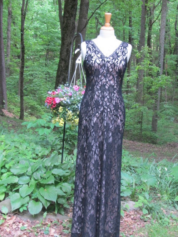 SALE - Adrian Papell Black Lace Dress - image 1