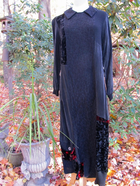 SALE, SALE, --Black Silk and Velvet Dress