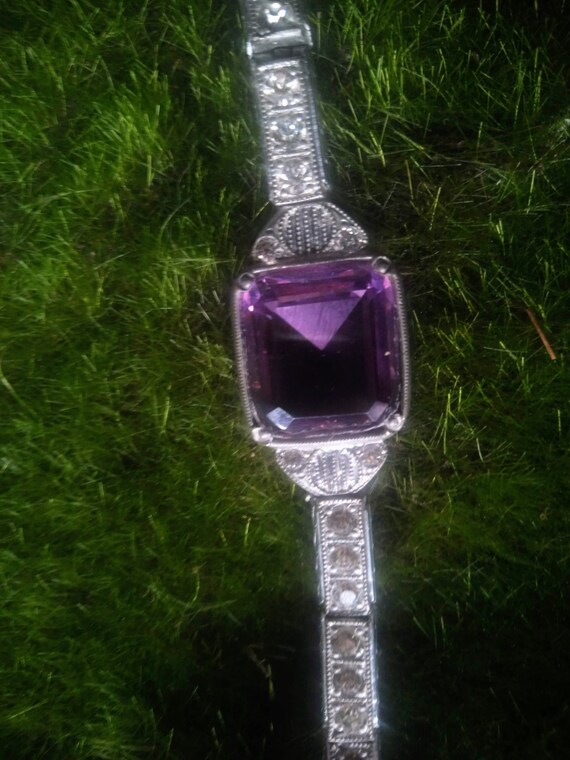 Art Deco Rare Purple Stone Jewelry Set - image 5