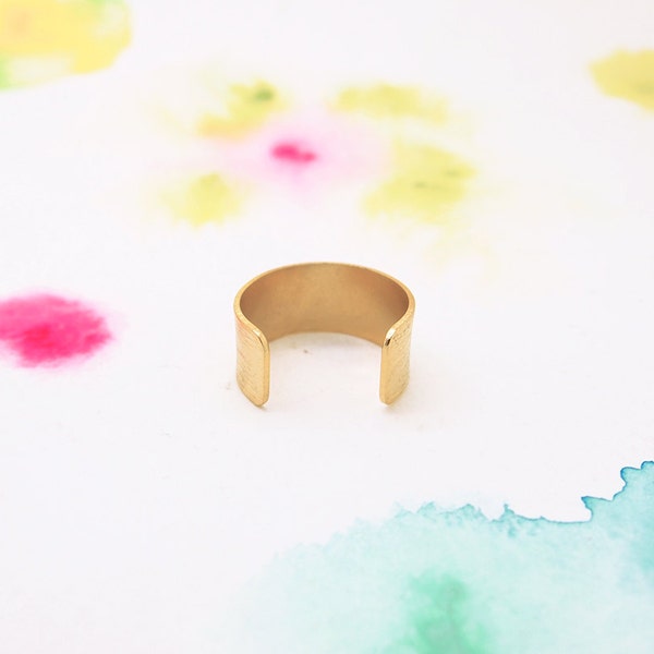 Adjustable Wrapping Wide Brushed Gold Band Ring