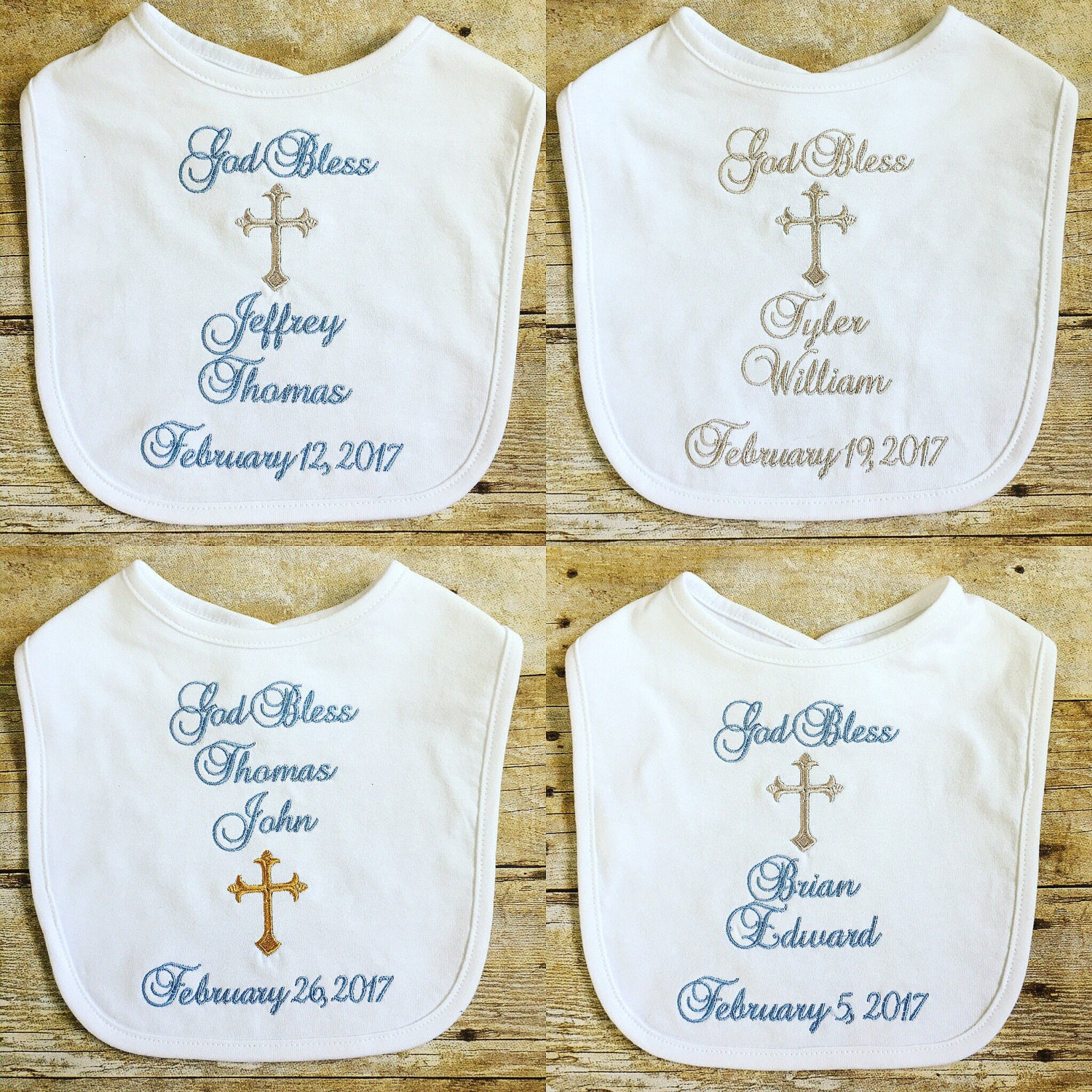 Embroidered baptism bib/ personalized baptism bib/ bautizo/ Etsy