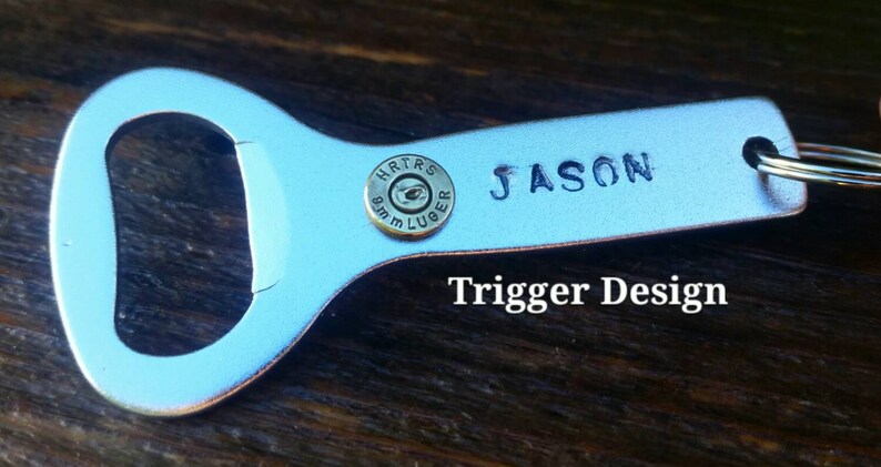 Aluminum Bottle Opener Bullet Keychain With Hand Stamped Customization-Set of 5 OpenersGroomsman GiftsFathers Day giftBullet Gift for Him