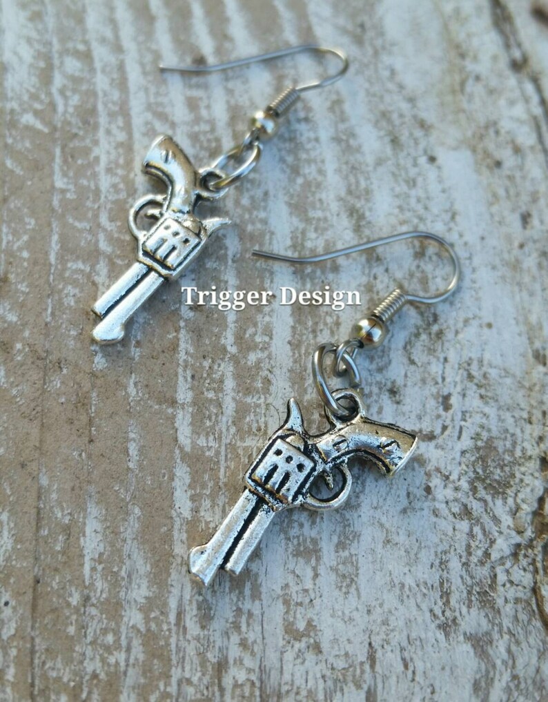 Pistol Dangle Earrings Etsy