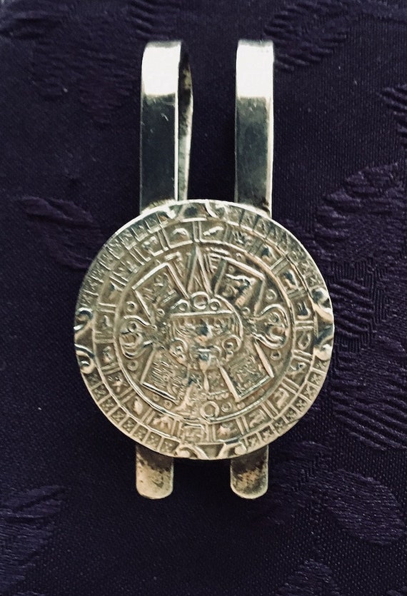 Aztec Coin Money Clip Sterling Silver Handmade Pie