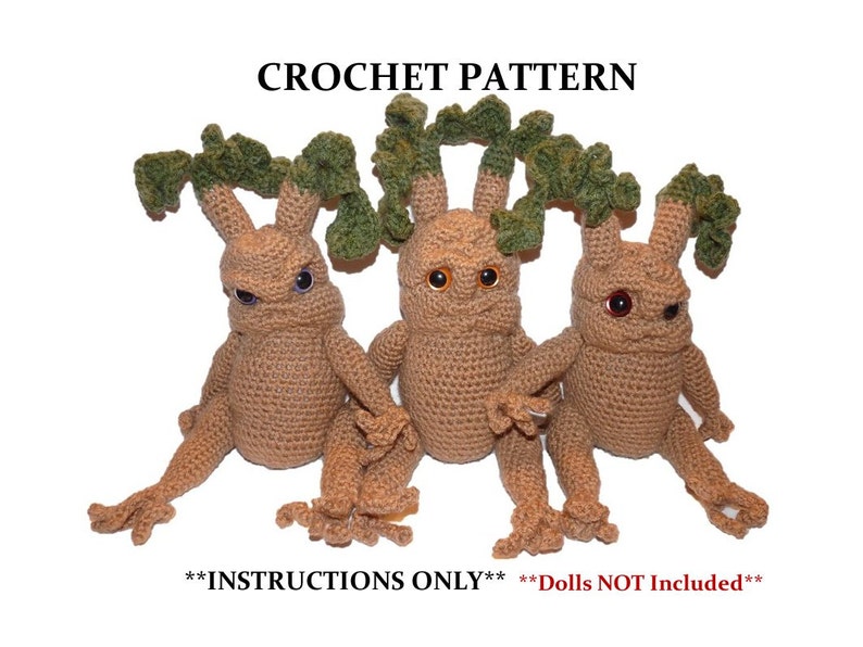 Baby Mandrake Seedling CROCHET PATTERN Doll NOT Included image 2