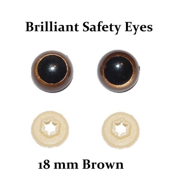 18mm Safety Eyes Brown Brilliant with Round Pupil (One Pair)