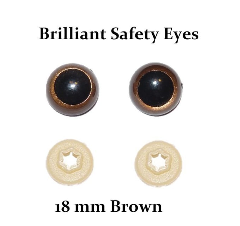 18mm Safety Eyes Brown Brilliant With Round Pupil one Pair Etsy
