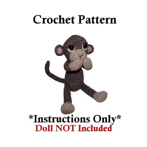 Sami the Sock Monkey CROCHET PATTERN Doll NOT Included