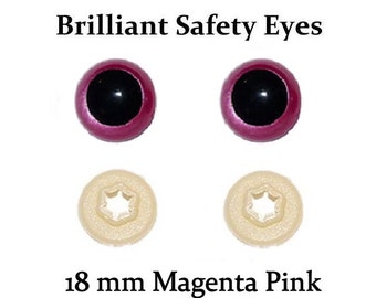 18mm Safety Eyes Magenta Pink Brilliant with Round Pupil (One Pair)