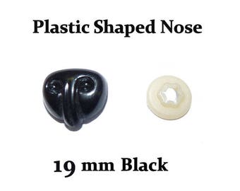 19 mm Black Plastic Shaped Nose with Safety Washer for Stuffed Toys