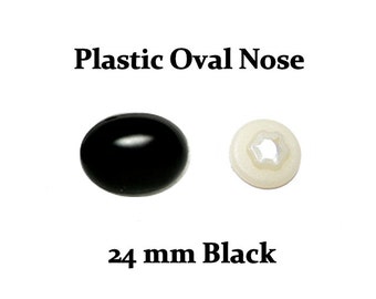 24 mm Black Oval Plastic Nose with Safety Washer for Teddy Bears & Stuffed Toys