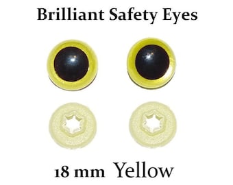 18mm Safety Eyes Yellow Brilliant with Round Pupil (One Pair)