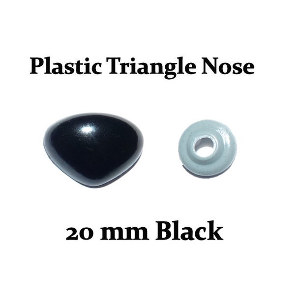 20 mm Black Plastic Nose with Safety Washer for Teddy Bears & Stuffed Toys