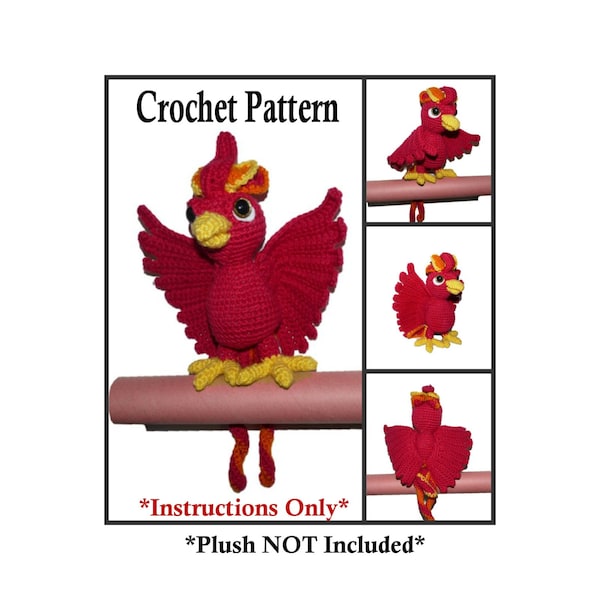 Phoenix Plush Crochet Pattern   - Squawks the Phoenix