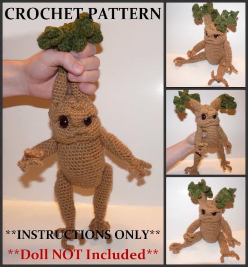 Baby Mandrake Seedling CROCHET PATTERN Doll NOT Included image 1