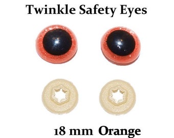 18 mm Safety Eyes Orange Twinkle  with Round Pupil (One Pair)