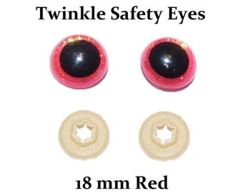 18 mm Safety Eyes Ruby Red Twinkle  with Round Pupil (One Pair)