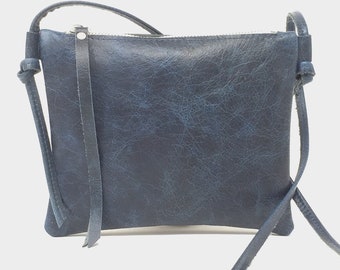 leather bag small crossbody blue