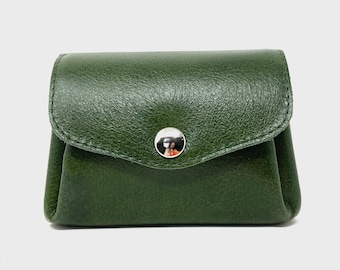 Cartera de cuero verde, billetera de cuero verde oscuro, billetera de cuero, billetera de cuero, cuero verde