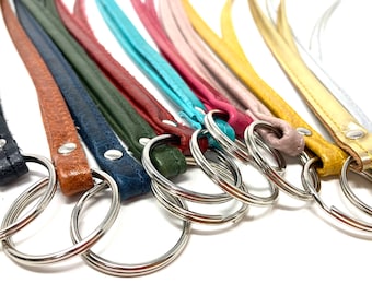 Lanyard, lange lanyard, sleutelhanger in vele kleurvariaties gemaakt van echt leer, handgemaakt VOOR JOU