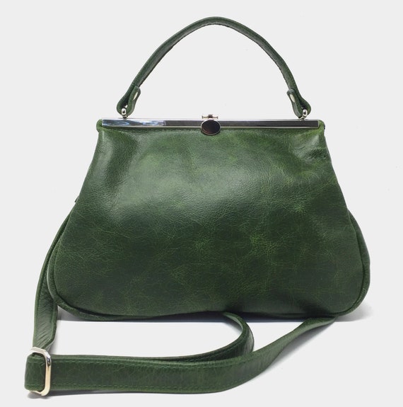 Leather Bag , Leather Handbag , Handbag, Green Leather Shoulder Bag , Bag  With Strap , Handbag With Snap,kaa Berlin, smaragd 