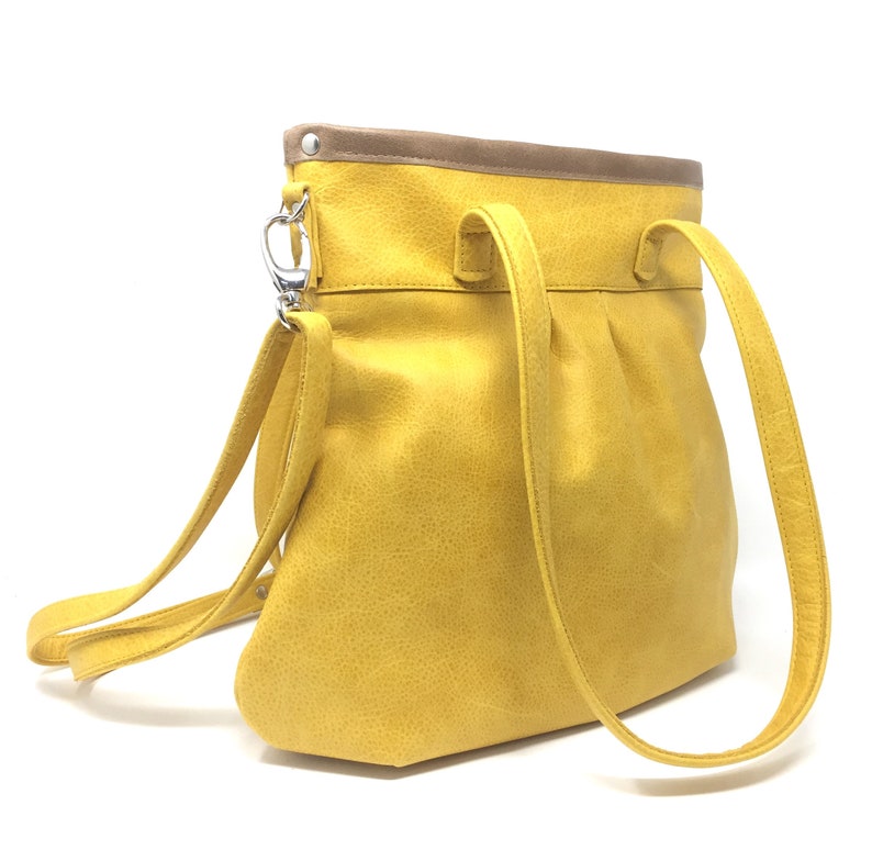 Leather bag ,Leather Bag yellow, handbag leather, leather shopper image 3