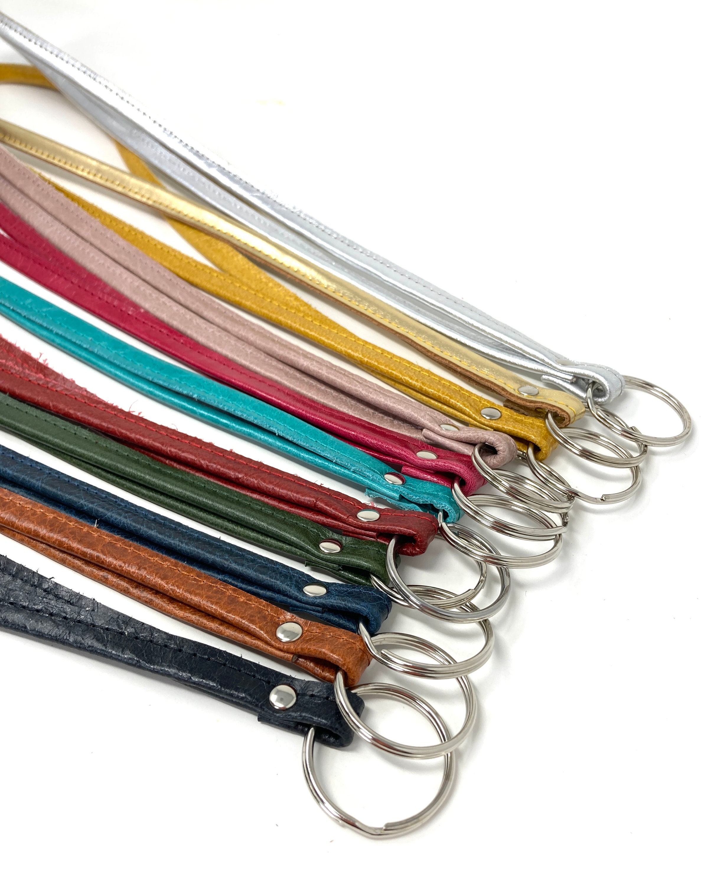 Lanyard, Long Key Chain, Key Ring in Many Colors Made of Genuine