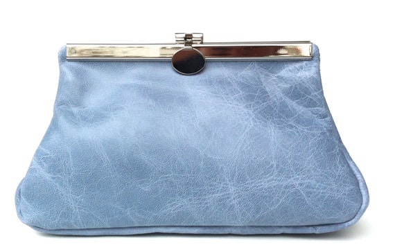 light blue cosmetic bag leather,cosmetic purse,, makeup bag, makeup pouch,small leather pouch,blue pouch,blue leather pouch,leather blue