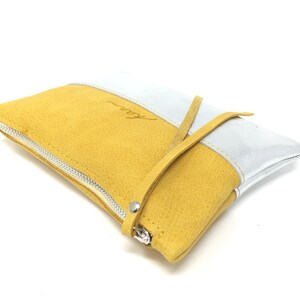 Leather pouch yellow, leather purse, small leather bag image 5