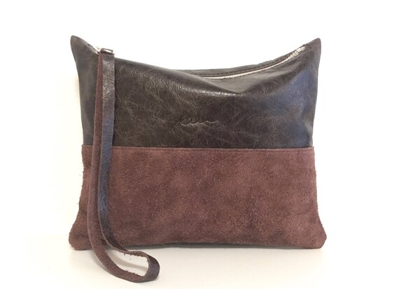 Leather pouch brown, brown leather purse, small leather bag brown
