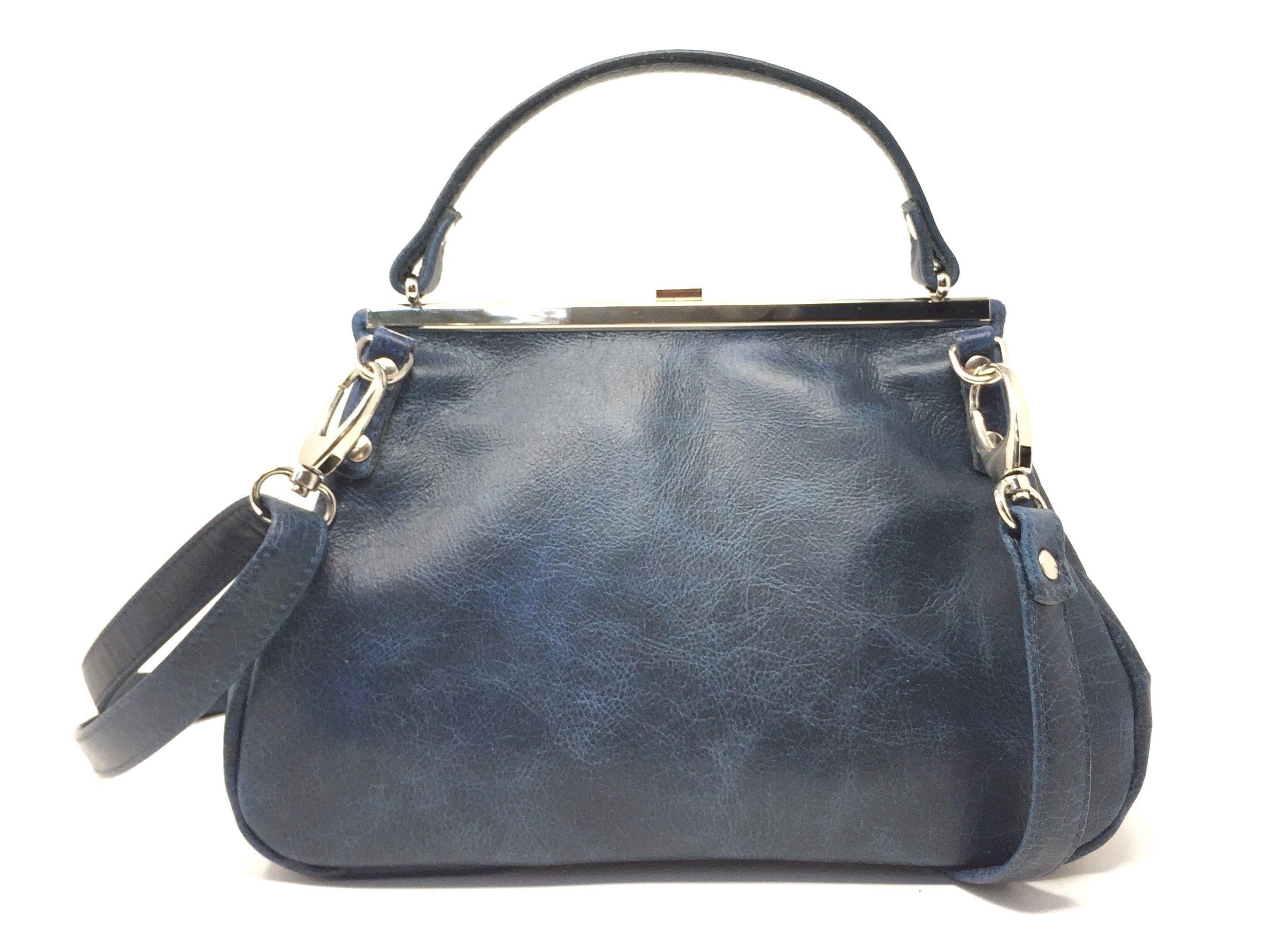Leather Bag , Leather Handbag , Handbag, Blue Leather Shoulder Bag , Bag  With Strap , Handbag With Snap,kaa Berlin, saphir 