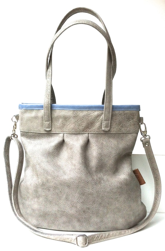 Leather tote bag,grey leather shopper,large leather bag,cross body bag