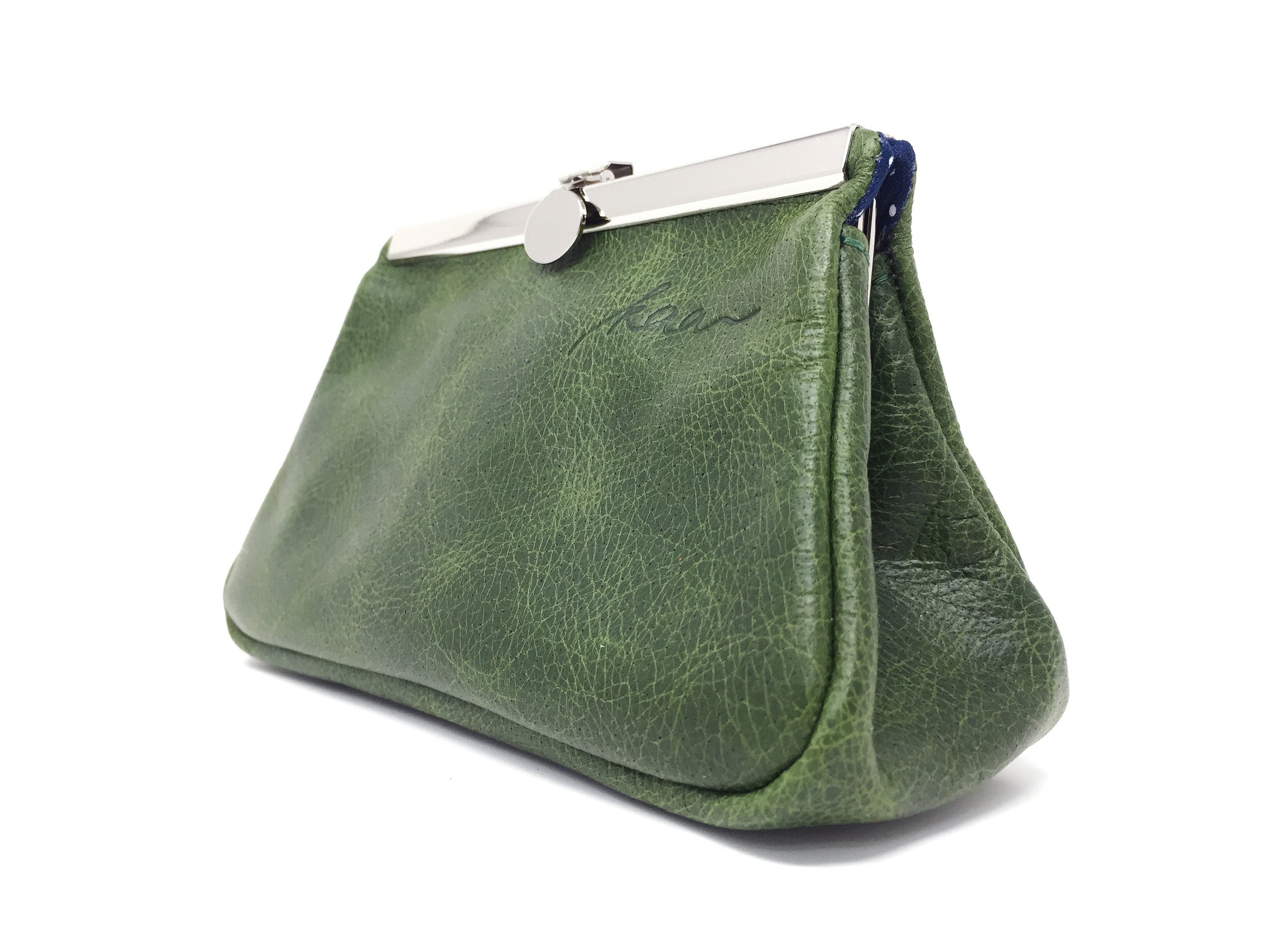 Kosmetiktasche Leder Make-up Tasche mit Bügelverschluss in | Etsy