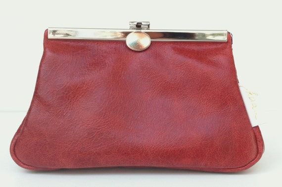 Leather cosmetic bag,cosmetic purse, " GRANAT",kaa berlin , makeup bag, Clutch Bag, Brown