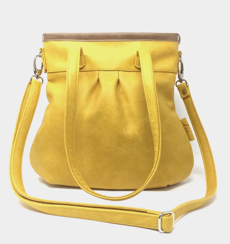 Leather bag ,Leather Bag yellow, handbag leather, leather shopper image 1