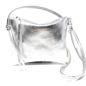 Pouch leather silver, small leather bag image 6