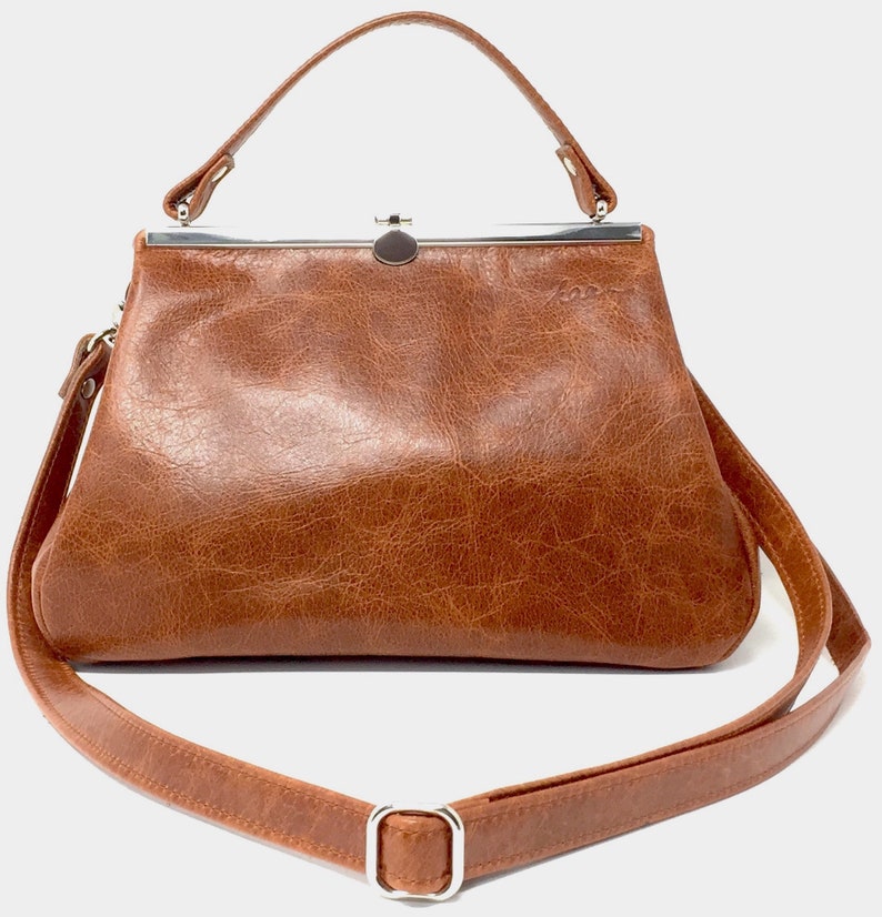 Leather bag , leather handbag , handbag, blue leather shoulder bag , bag with strap , handbag with snap,Kaa berlin, SAPHIR image 1