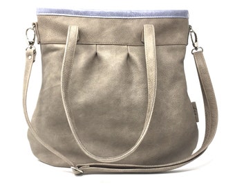 Bolso grande de piel gris, bolso de piel, shopper de piel gris, bolso de piel claro, bolsos de piel mujer, bolso de piel gris