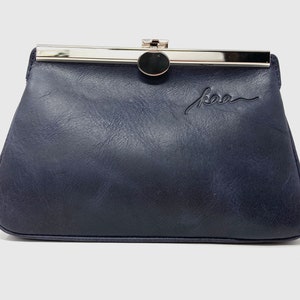 Makeup Bag, Schminktasche Leder, Kosmetiktasche, individuelles Geschenk für die Liebste, personalisiert, Ledertasche mit Bügelverschluss
