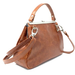 Leather bag , leather handbag , handbag, blue leather shoulder bag , bag with strap , handbag with snap,Kaa berlin, SAPHIR image 3