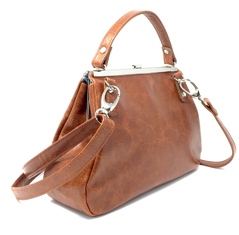 Leather bag , leather handbag , handbag, blue leather shoulder bag , bag with strap , handbag with snap,Kaa berlin, SAPHIR image 3