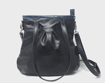 bolso de cuero negro, bolso, bolso de cuero "SHELLY BAG" Black Beauty