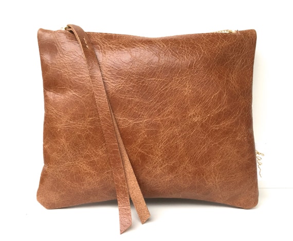 Leather pouch brown, brown leather purse, small leather bag brown